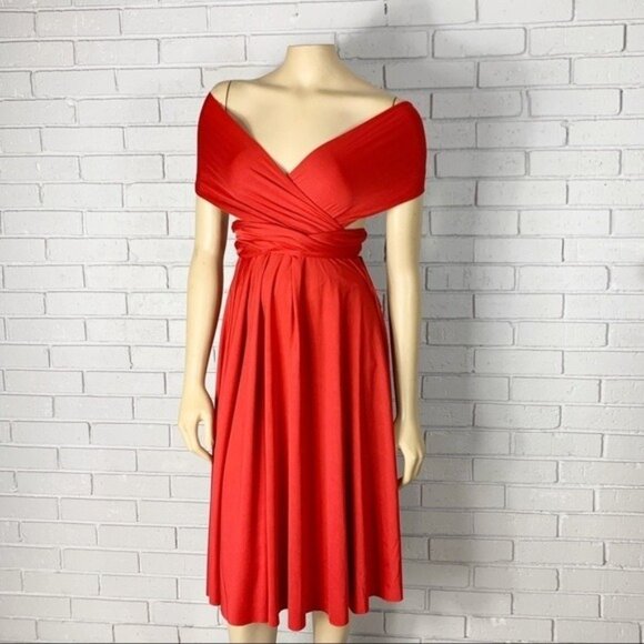 Flirty Girl Fashions Women’s Red Convertible Dress - Picture 3 of 8